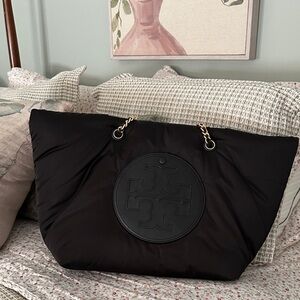 Tory Burch Black Quilted Tote Bag